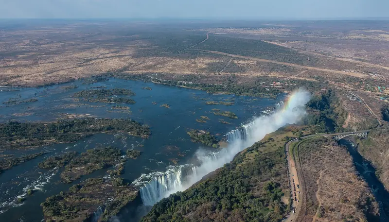 Aerial view of Victoria Falls and the Zambezi gorges